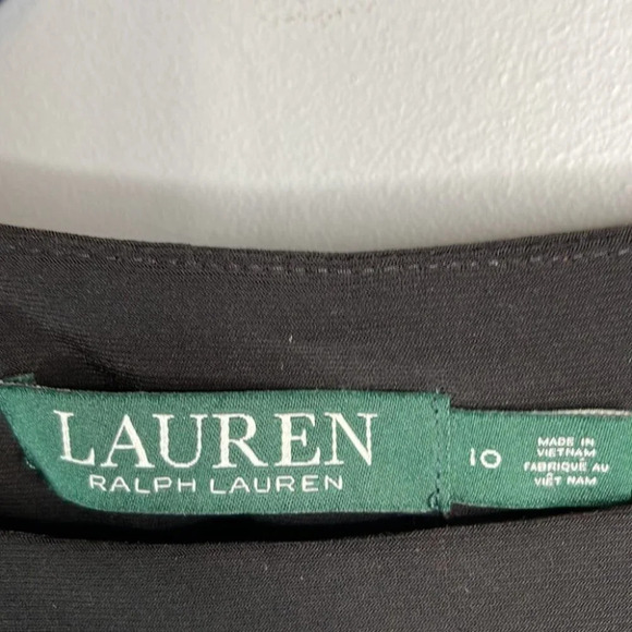 LAUREN Ralph Lauren Long Sleeve Dress Black White Bateau Neck Classic Size 10 - Picture 7 of 10